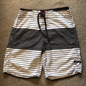 Men’s Billabong Black & White Striped Board Shorts